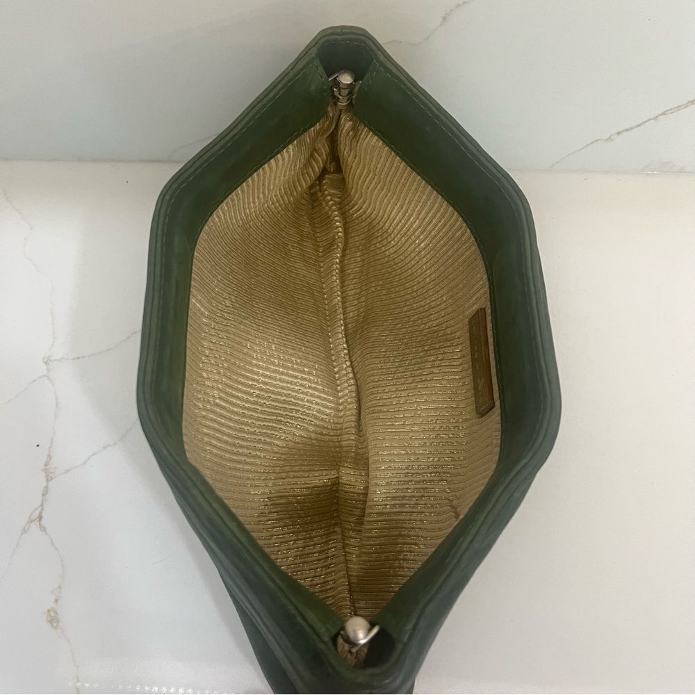 Lauren Merkin Vintage Leather Green Clutch - Picture 4 of 6